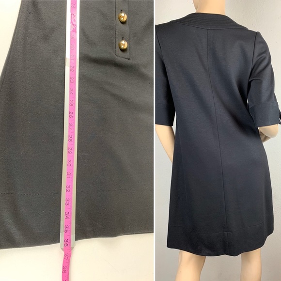 Shoshanna Short Sleeve Shift Dress Gold Buttons 10 - Picture 7 of 8